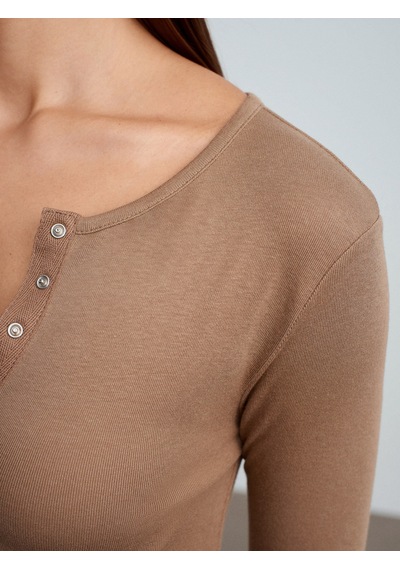 Dilvin 31442 Uzun Kollu Çıtçıtlı Top-vizon Vizon