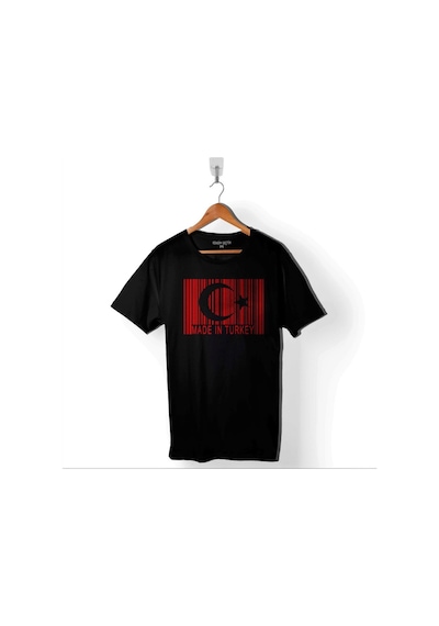 Made In Turkey Barkod Türk Bağrağı Ay Yıldız Baskılı Tişört Unisex T-shirt 001