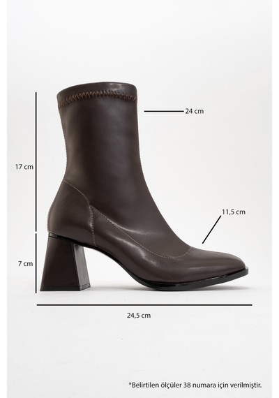 Luvishoes Luvi Shoes Plesa Koyu Kahverengi Kadın Kalın Topuklu Bot Koyu Kahverengi