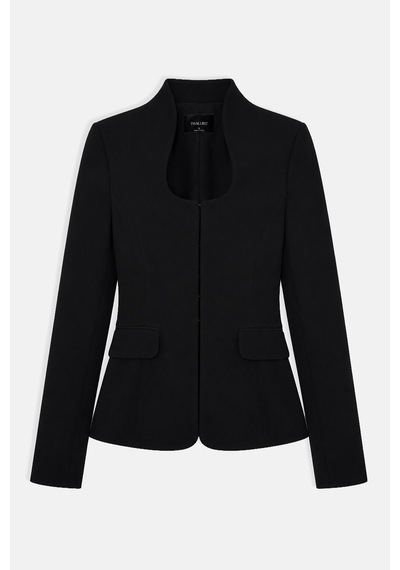 Thalure Kadın Siyah Dik Yakalı Fit Blazer