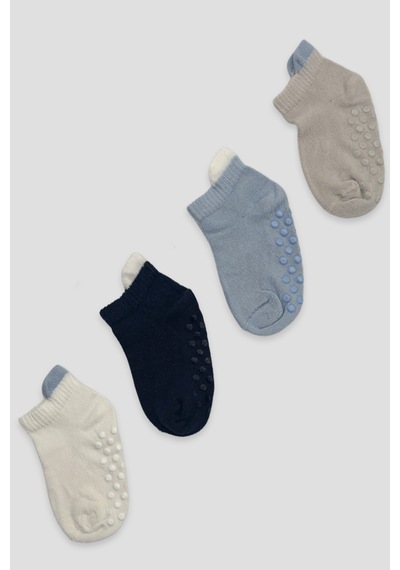 Defne Baby Erkek Bebek Ve Çocuk Kaydırmaz Tabanlı Premium Pamuklu Patik Çorap Seti Çok Renkli