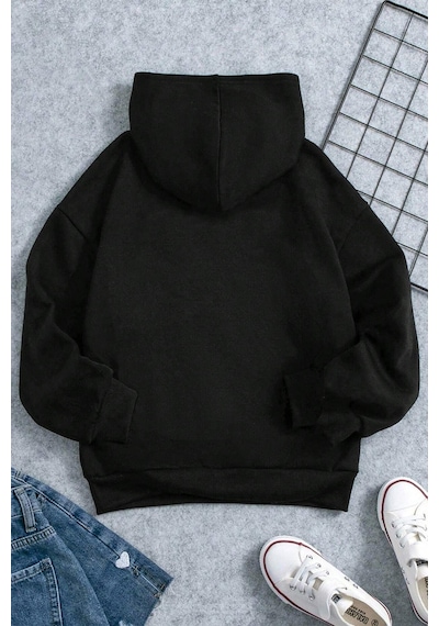 Korku Karakterleri Baskılı Erkek - Kız Çocuk Rahat Kalıp Sweatshirt Siyah