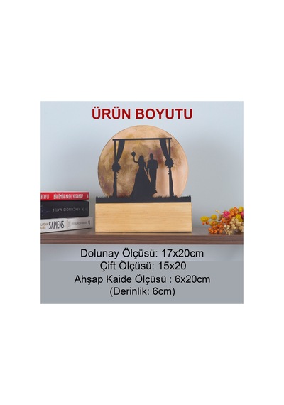 Led Işıklı Pleksi Dolunay Kişiselleştirilebilir Biblo Wedding Gelin Damat Anahtar Askılığı Sarı - 737346274