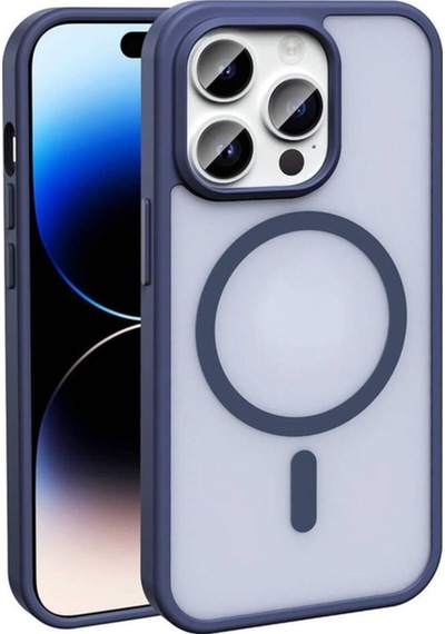 Apple Uyumlu iPhone 14 Pro Max Kılıf M-safe Şarj Özellikli Mat Arka Yüzey Zore Sio Kapak Lacivert