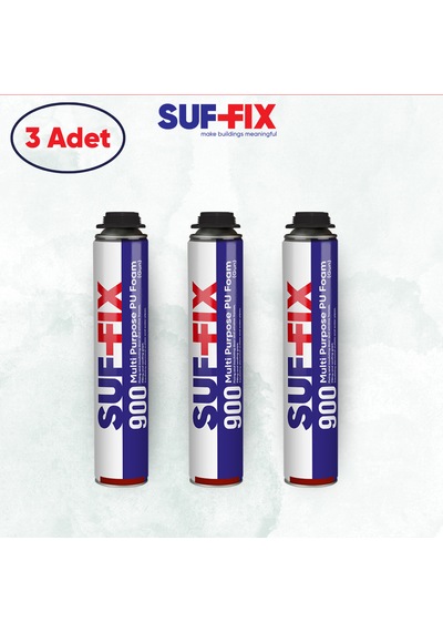 Suf-fix 900 Tabancalı Pu Montaj Köpüğü 750ml 3 Adet Kontrollü Genleşen Usta Köpüğü