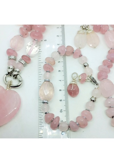 2729 Pembe Kuvars Hematit Çelik Aparatlı El Yapımı Bileklik Açık Pembe