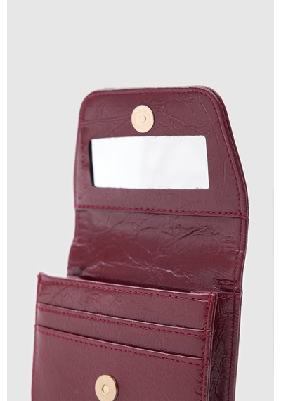 Shule Bags Leya Ayna Ve Ruj Cepli Kadın Cüzdan Bordo
