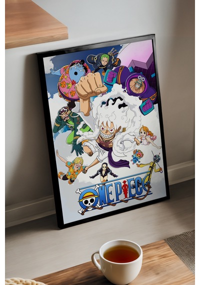 One Piece Siyah Ahşap Çerçeveli Poster, Anime Duvar Tablosu