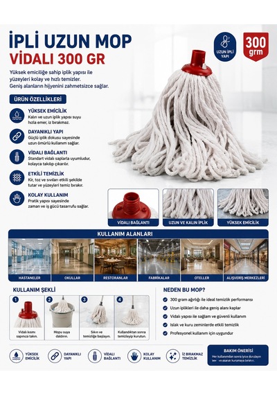 İpli Uzun Mop Vidalı 300 Gr
