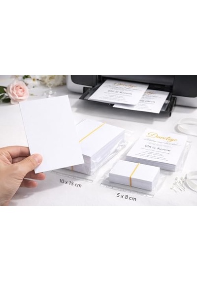 Boş Davetiye Ve Yemek Kartı Seti 300 Gr Yerli Bristol 1. Hamur Kalın Karton 10x15 Cm Davetiye 50 Adet + 5x8 Cm Yemek/isim Kartı 50 Adet Düğün, Nişan, Organizasyon İçin.