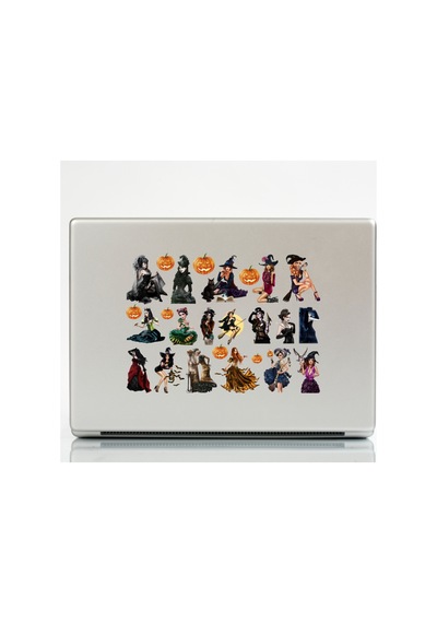 47 Adet Fairygrunge Gotik Witch Cadılar Bayramı Sticker Seti - Etiket Seti Scrapbook Bullet Journal Çok Renkli