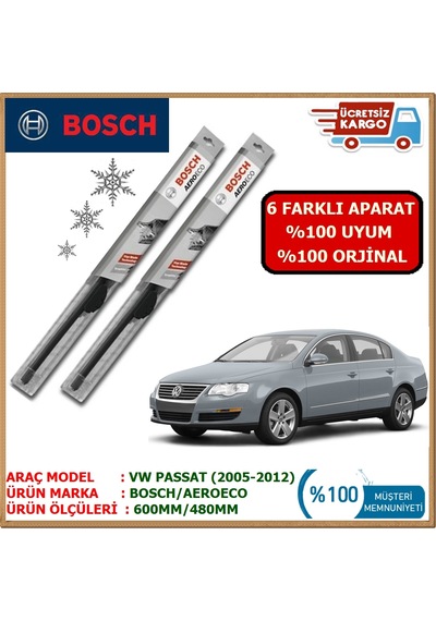 Vw Passat B6 Ön Silecek Takımı Bosch  Aeroeco (2005-2011)