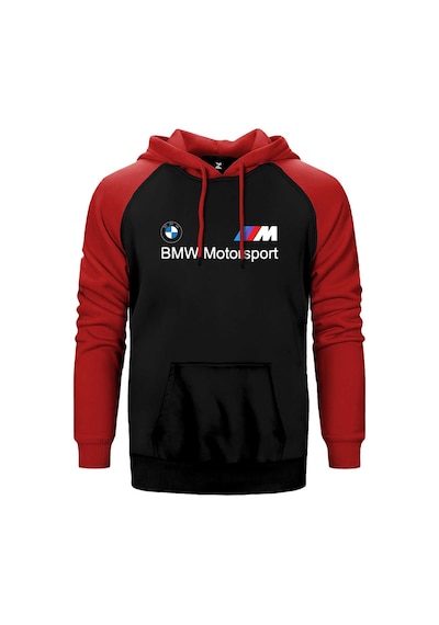 Bmw Logo M Power Motorsport Kırmızı Renk Reglan Kol Kapşonlu Sweatshirt Kırmızı