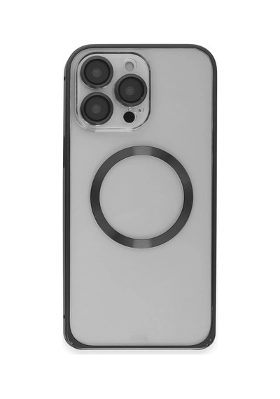 Joko Apple iPhone Uyumlu  15 Pro Max Uyumlu Kılıf Metal Bumper Magneticsafe Kapak - Siyah