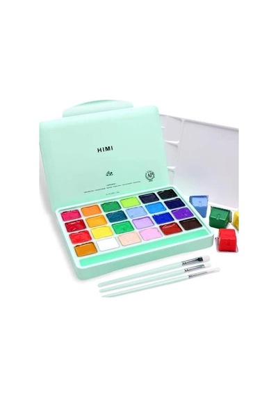 Hımı Jelly Cup Gouache Set - 24 Colours + 3 Brushe Çoklu