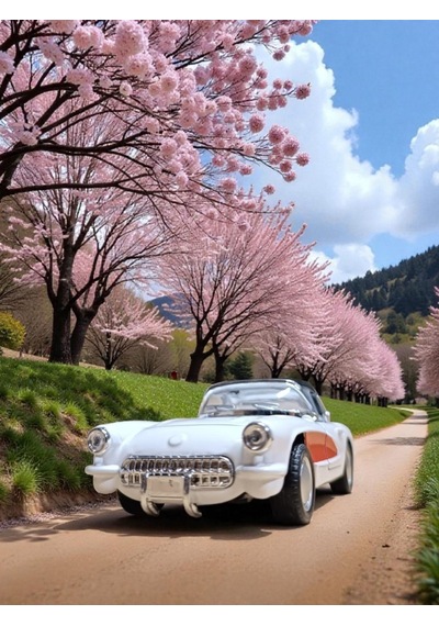 Nostaljik Metal Çek Bırak Beyaz 1957 Chevrolet Corvette Araba Kapılar Açılır Diğer