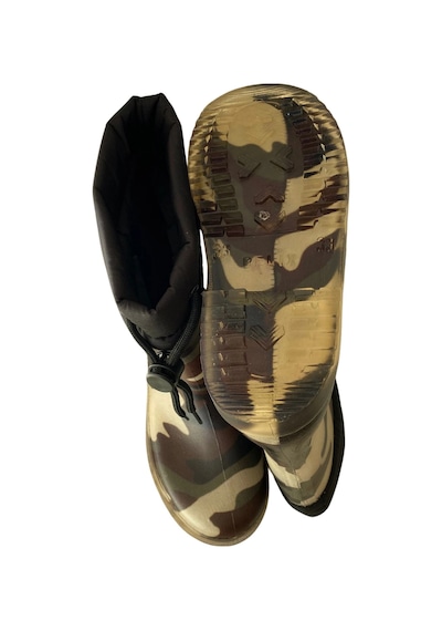Konçlu Peluşlu Unisex Çocuk Yağmur Çizmesi 26-35 Şeffaf Kamuflaj Haki