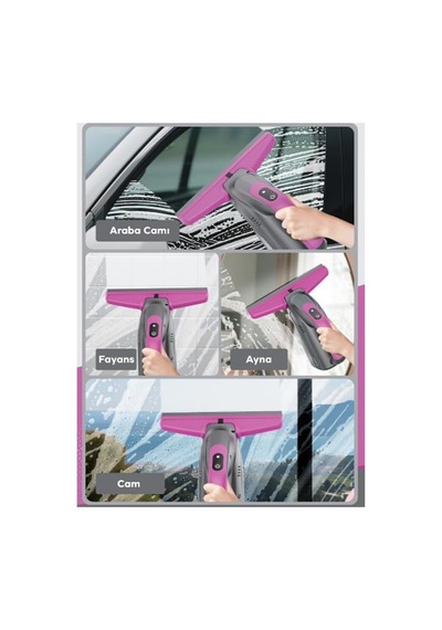 Ezere Clearview Şarjlı Cam Temizleyici Silme Makinesi Mikrofiber Başlıklı, Siyah Diğer