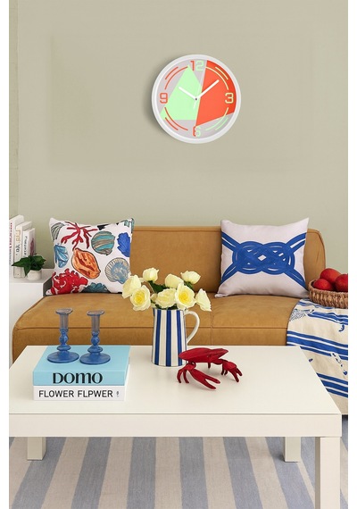 Soyut - Bohem - Geometrik Temalı Modern Duvar Saati - 35cm - Önü Camlı Beyaz Kasa - Sessiz Mekanizma-jh0516 Beyaz