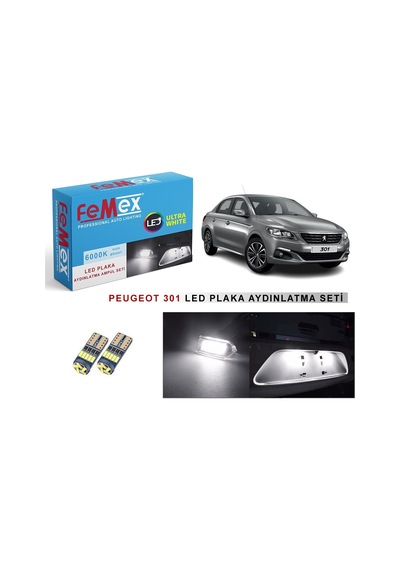 Peugeot 301 Led Plaka Aydınlatma Ampul Seti Femex Parlak Beyaz