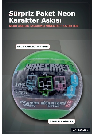 Karanlıkta Parlayan Figür Anahtarlık Sürpriz Paket - Neon Akrilik 1 Adet Bx-316287