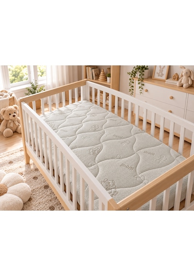Garga Premium 10 CM Çocuk Yatağı Bebek Yatağı - Yünlü Ortopedik Park Yatak, Beşik & Anne Yanı Uyumlu 60 x 100