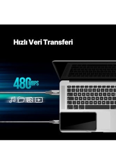 Usb-c 300cm 60w Pd Qc Hızlı Şarj Data Kablosu Uzay Grisi Diğer