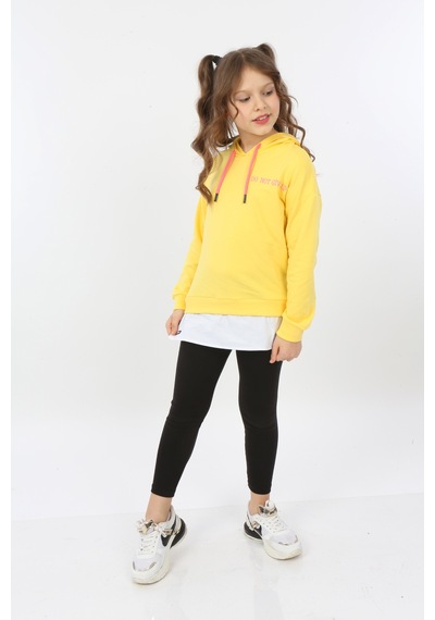 Toontoy Kız Çocuk Do Not Give Up Nakışlı Sweatshirt Koyu Sarı