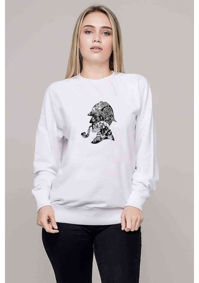 Silhouette Mr Baskılı Beyaz Kadın Sweatshirt