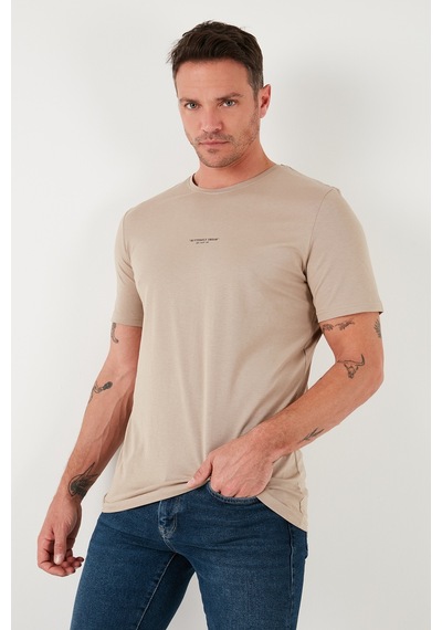 Buratti % 100 Pamuk Bisiklet Yaka Regular Fit Erkek T Shirt 5902757 Vizon