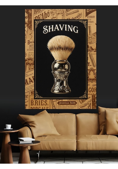 Tıraş Olma Retro Afiş Dekoratif Kanvas - Mdf Ahşap Tablo
