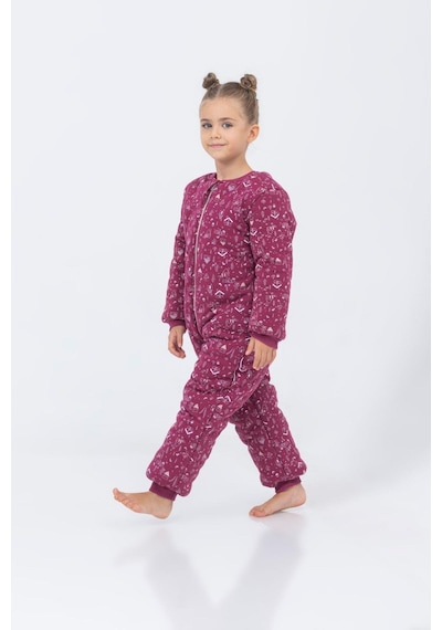 Cantoy Kız Erkek Çocuk Kalın Elyaf Dolgulu Premium Kalite 2.5 Tog Desenli Uyku Tulumu Mürdüm