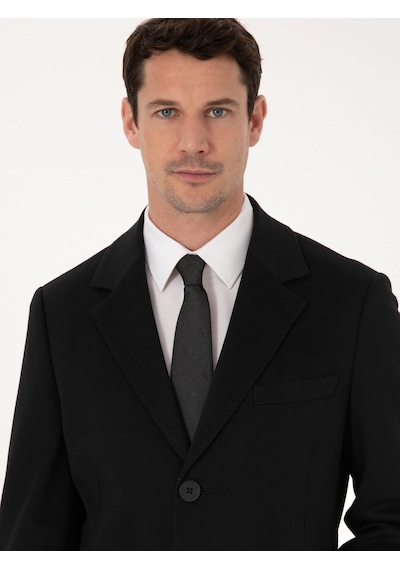 Cacharel Siyah Slim Fit %100 Kaşmir Palto