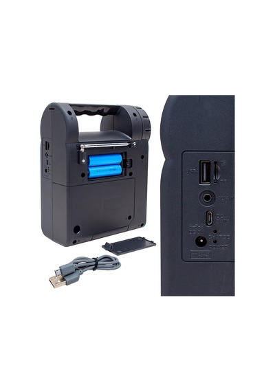 Magicvoice Fp-26 Usb Sd Radyo Fm Bluetooth Destekli Fenerli Taşınabilir Hoparlör Radyolu Işıldak Şarjlı El Feneri