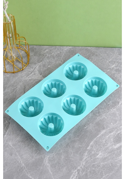 6'lı Muffin Ve Kek Kalıbı - Silikon Muffin Kek Kalıbı - Silikon Yanmaz Yapışmaz Yüksek Isıya Dayanıklı Ekstra Kaliteli Mavi