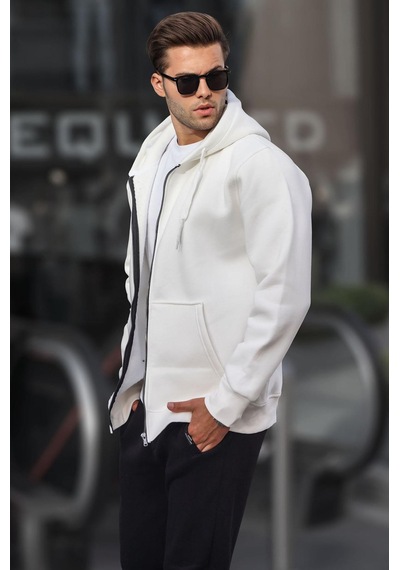 Madmext Ekru Kapüşonlu Regular Fit Erkek Sweatshirt 6140-ekru Ekru