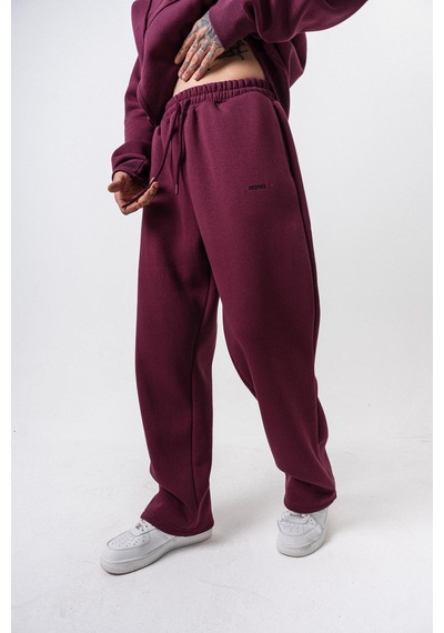 Erkek Respire Yazı Detaylı Basic Baggy Eşofman Altı Vişne