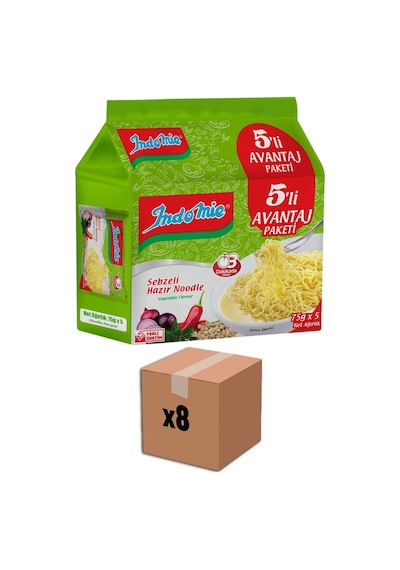 Indomie Hazır Noodle 8x5x75g Sebze Aromalı Pratik Makarna - 2 Adet Tarı