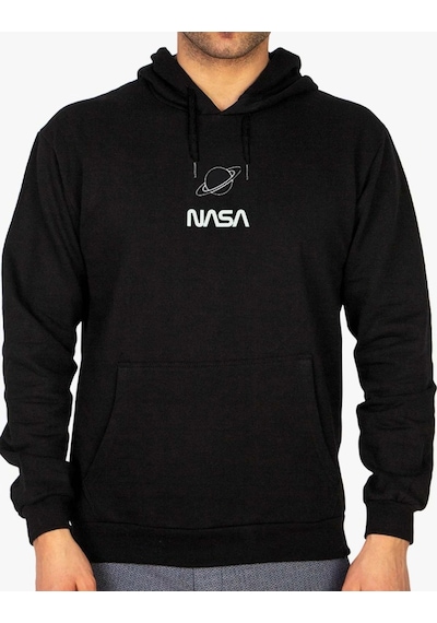 Relax&Basic Jackalco 2 Iplik Iç Pamuklu Tam Kalıp Baskılı Hoodie Siyah Siyah