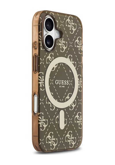Apple Uyumlu iPhone 17 Kılıf Guess Lisanslı M-safeli Iml Baskılı Klasik Logolu 4g Desenli Kapak Kahverengi Kahverengi