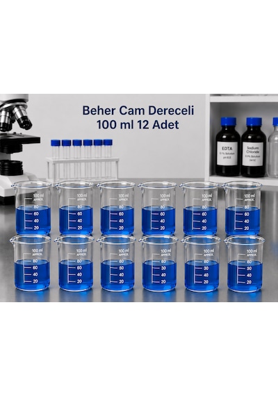 Beher Cam Dereceli 100 Ml 12 Adet