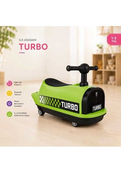 İlk Arabam Turbo Bin Git - Müzikli Ve Işıklı Gelişim Destekleyici Eğitici Çocuk Arabası Yeşil