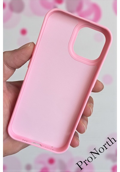 Iphone 15 Uyumlu Kılıf Logolu Lansman Soft Yumuşak Içi Kadife Silikon Kapak Pembe