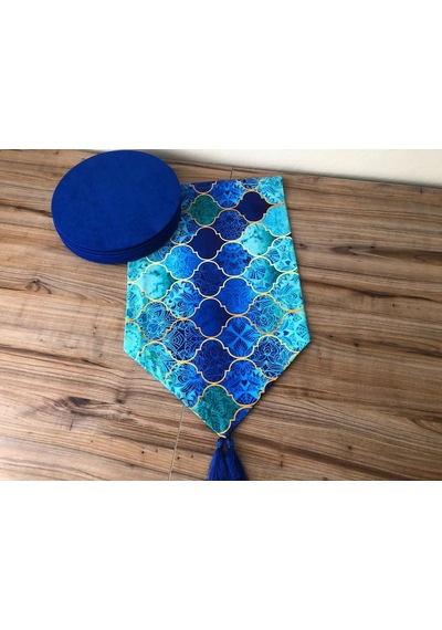 Mavi Moroccan Desenli Runner & Supla Çok Renkli