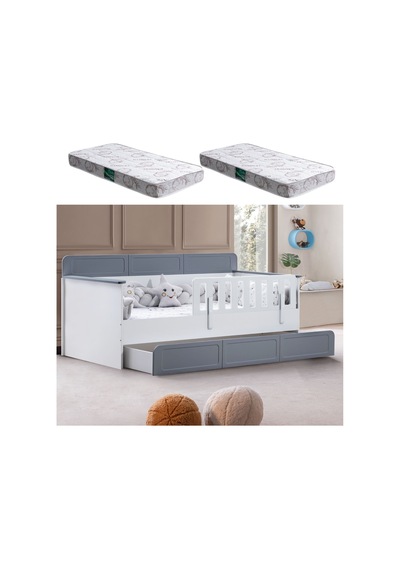 Yavrulu Karyola, Mira Yavrulu Montessori Karyola + 2 Adet Comfort Yatak Gri-90 X 190 Yavrulu Karyola, Mira Yavrulu Montessori Karyola + 2 Adet Comfort Yatak Gri-90 X 190