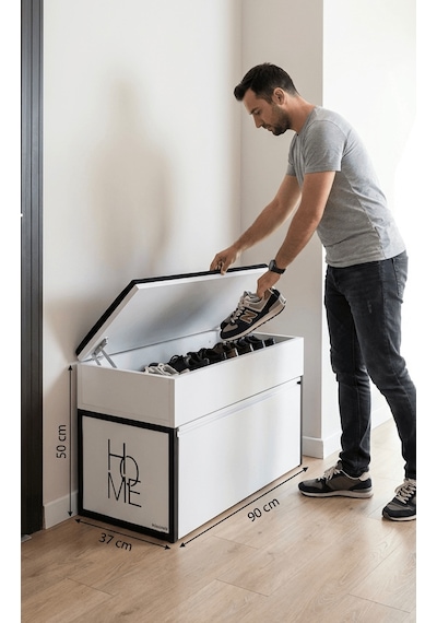 Puflu Sandıklı Metal Ayakkabılık 8 Çift Kapasiteli Minderli Bench Oturak Tasarım Tescilli Ürün Beyaz Puflu Sandıklı Metal Ayakkabılık 8 Çift Kapasiteli Minderli Bench Oturak Tasarım Tescilli Ürün Beyaz