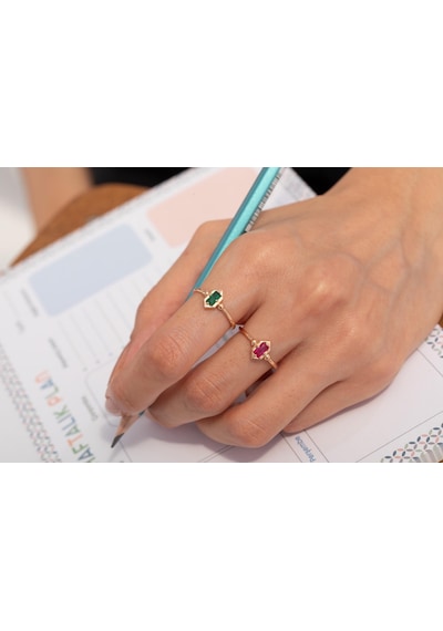 Reis Kuyumculuk T8050 Pluma Green Altın Yüzük