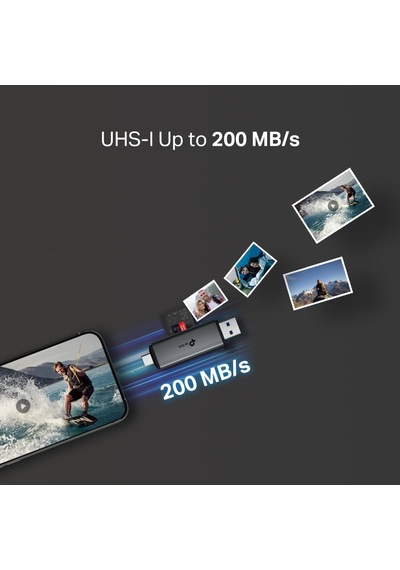Ua430d Usb 3.0 Type-c & Type-a Sd/microsd Kart Okuyucu 5 Gbps Hız, Uhs-ı 200 Mb/s, Çift Kart Eşzamanlı Okuma/yaz