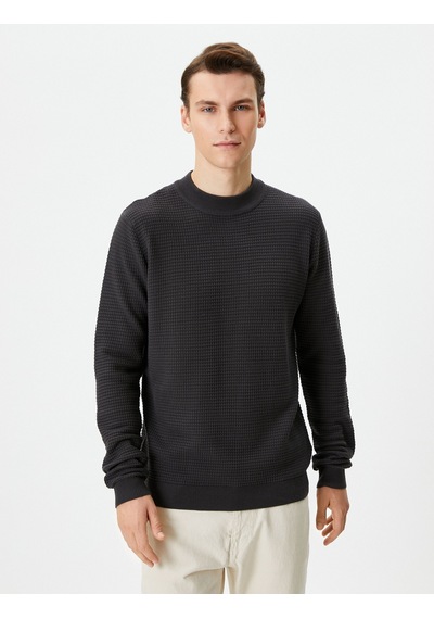 Koton Slim Fit Kazak Triko Basic Bisiklet Yaka Dokulu Antrasit 4wam70031ht Antrasit