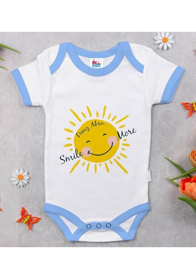 Bitmeyenkartus Bk Kids Kişiye Özel Mavi Bebek Body Zıbın - Model 106 Çok Renkli